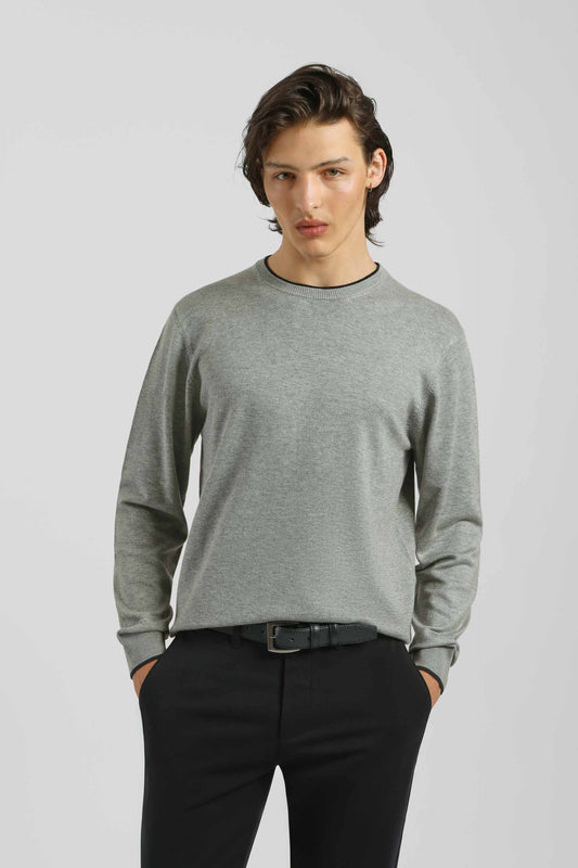 Maglia doppio collo basic|Colore:Grigio melange
