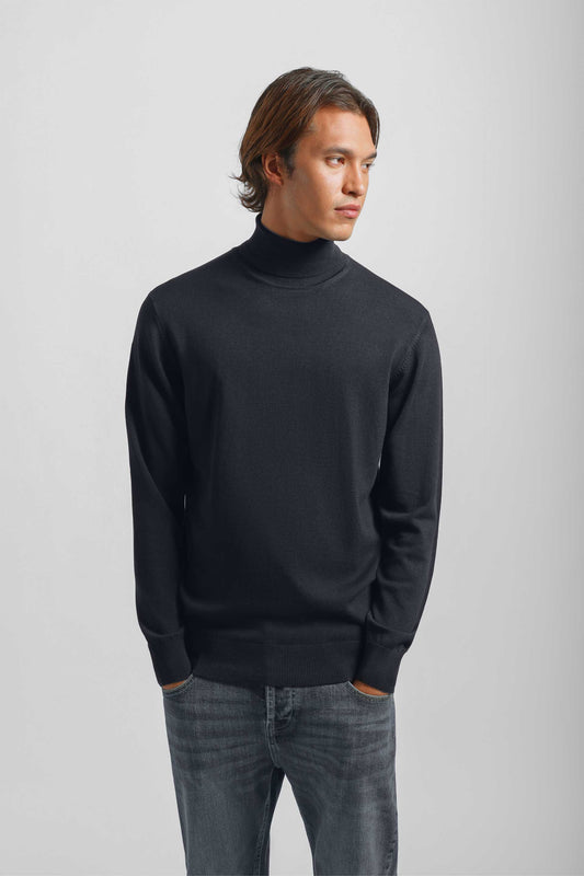Maglia collo alto in misto viscosa|Colore:Blue