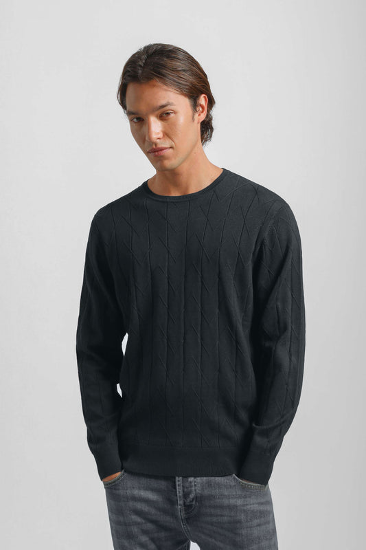 Maglia girocollo strutturata|Colore:Blue