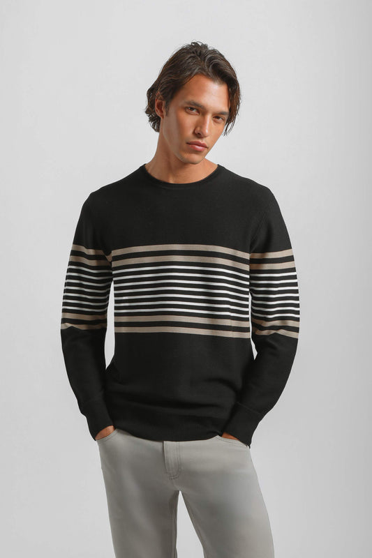 Maglia girocollo colorblock|Colore:Nero