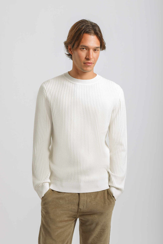 Maglia girocollo a coste|Colore:Off white