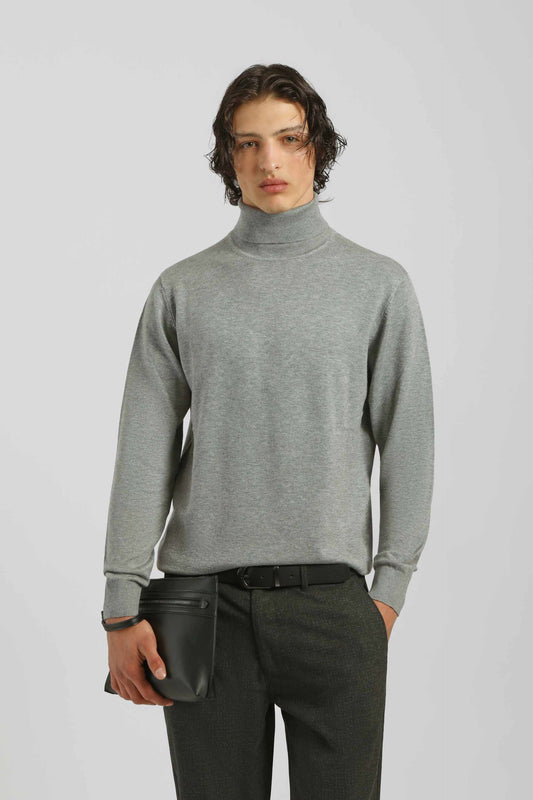Maglia collo alto in misto viscosa|Colore:Grigio melange