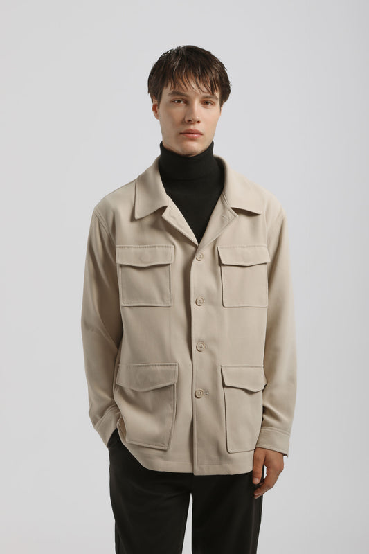 Giacca camicia con tasconi|Colore:Beige