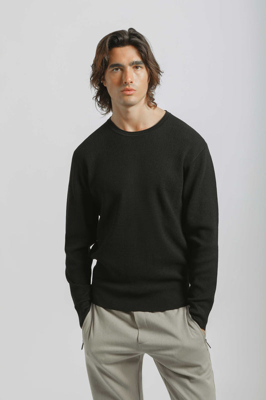 Maglia girocollo in viscosa|Colore:Nero