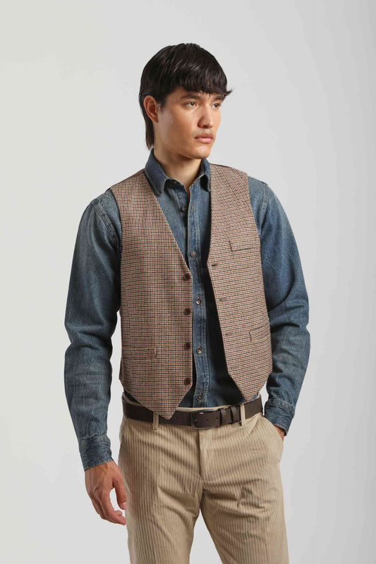 Gilet misto lana|Colore:Marrone