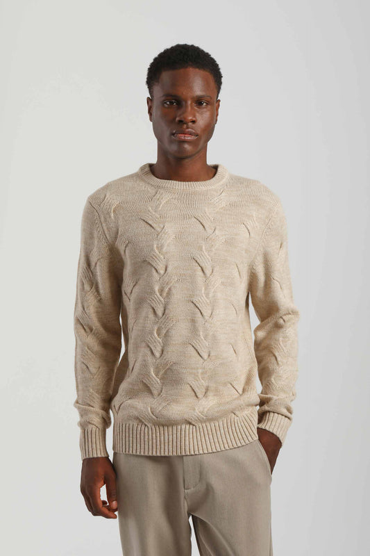 Maglia girocollo intrecciata|Colore:Off white