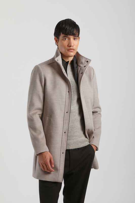 Cappotto collo lupetto|Colore:Beige melange