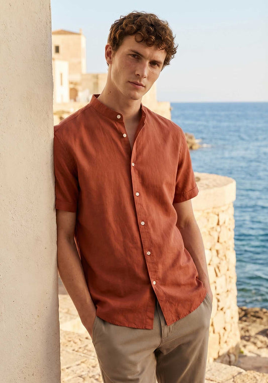 Camicia mezza manica misto lino