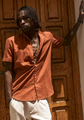 Camicia mezza manica misto lino