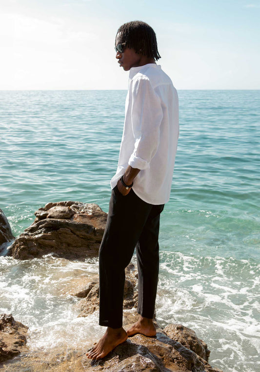 Linen blend trousers