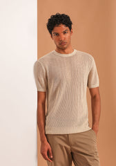 Perforated knit T-shirt