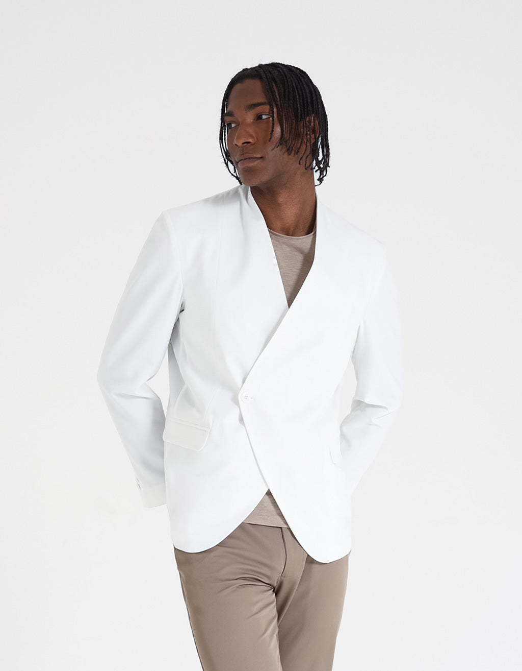 Giacca senza collo|Colore:Bianco