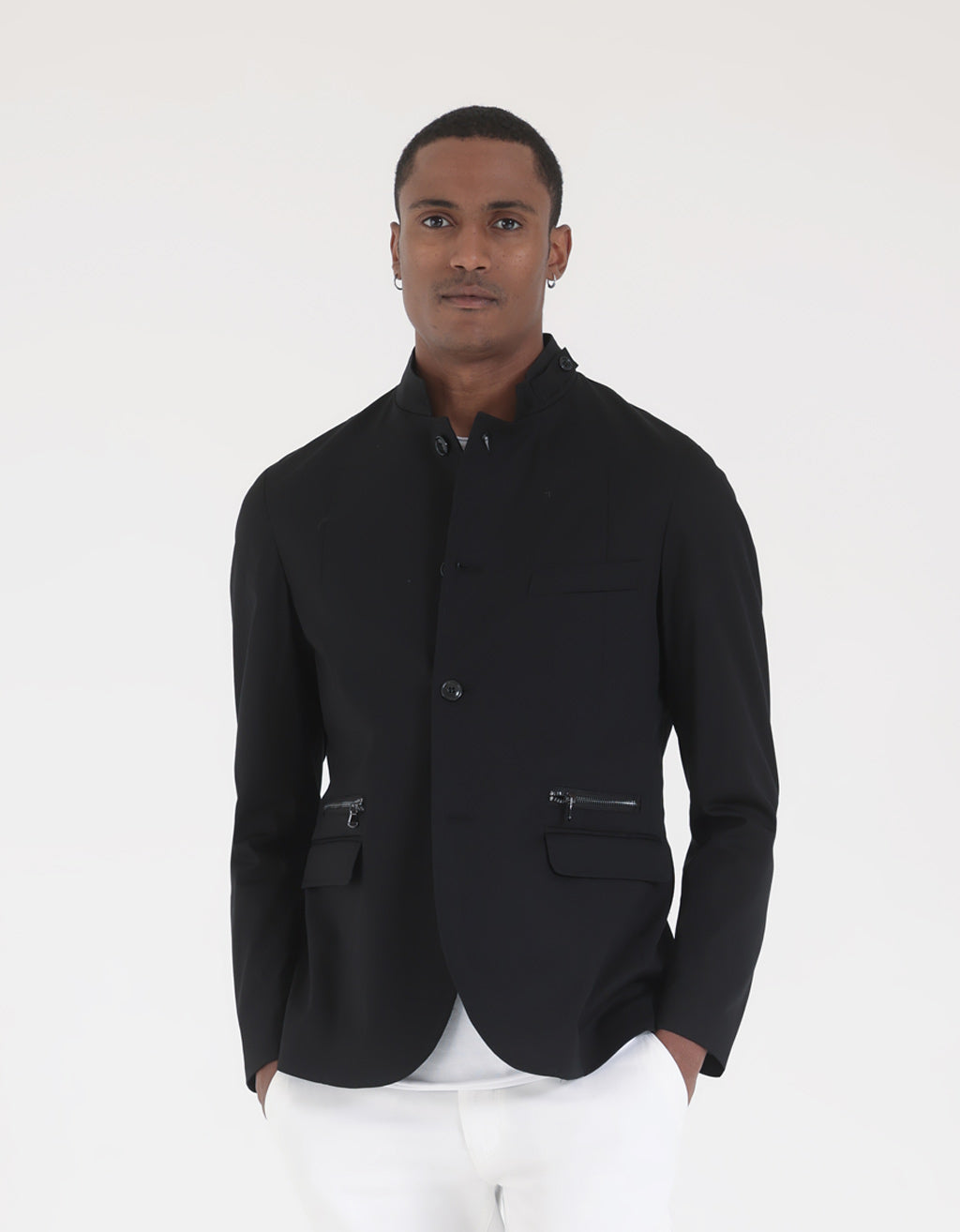 Giacca con collo alla coreana|Colore:Nero