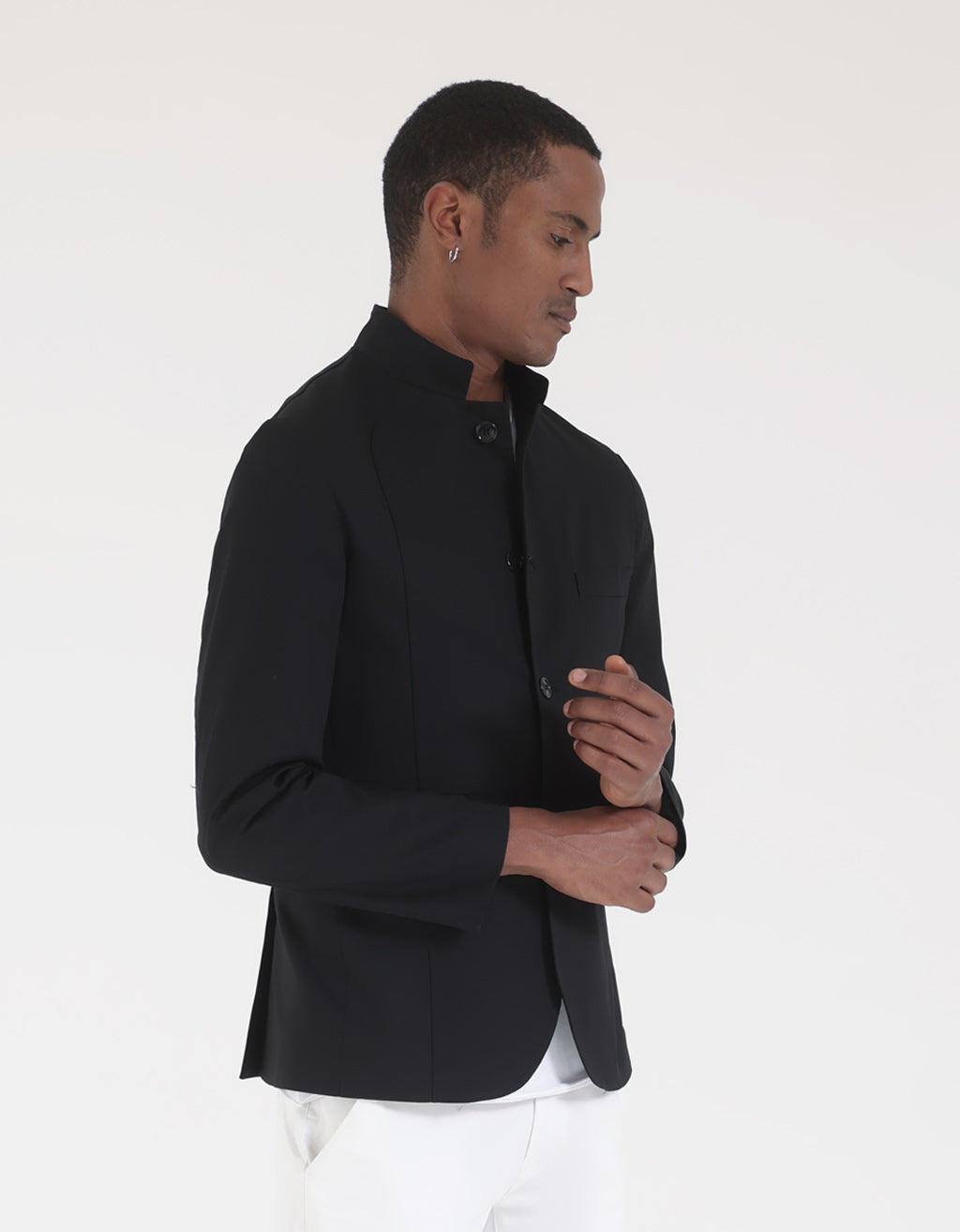 Giacca con collo alla coreana|Colore:Nero