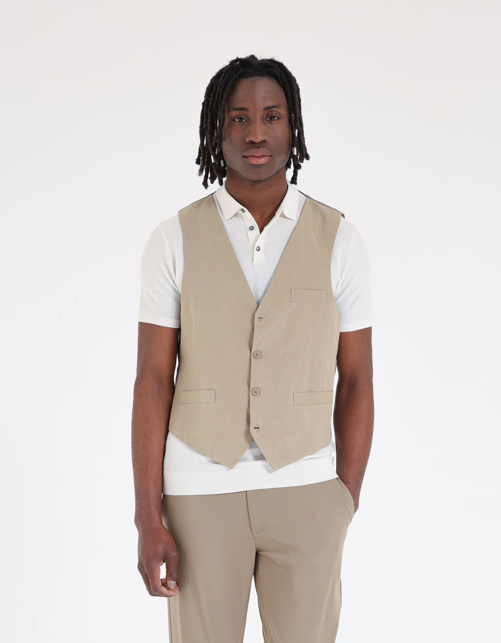 Gilet in misto viscosa|Colore:Beige