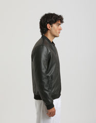 Leather effect bomber jacket