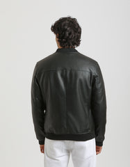 Leather effect bomber jacket