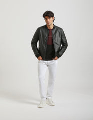 Leather effect bomber jacket