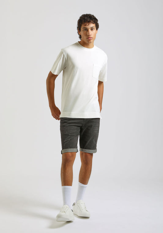 Bermuda di jeans nero slim fit