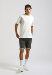Black slim-fit denim bermuda shorts