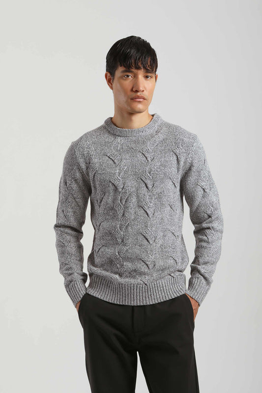 Braided crew neck sweater