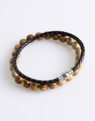 Stone and leather bracelet pack
