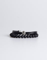 Stone and leather bracelet pack