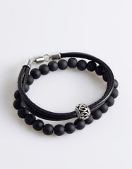 Stone and leather bracelet pack