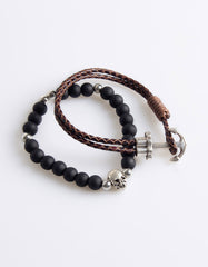 Stone and leather bracelet pack