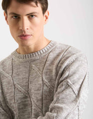 Crew-neck sweater with rhombuses
