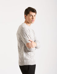Crew-neck sweater with rhombuses