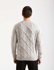 Crew-neck sweater with rhombuses