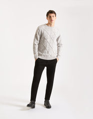 Crew-neck sweater with rhombuses