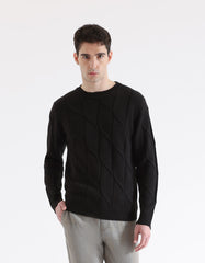 Crew-neck sweater with rhombuses