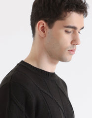 Crew-neck sweater with rhombuses
