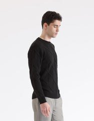 Crew-neck sweater with rhombuses