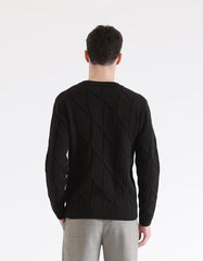 Crew-neck sweater with rhombuses