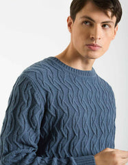 Braided crew neck sweater