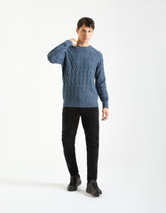 Braided crew neck sweater