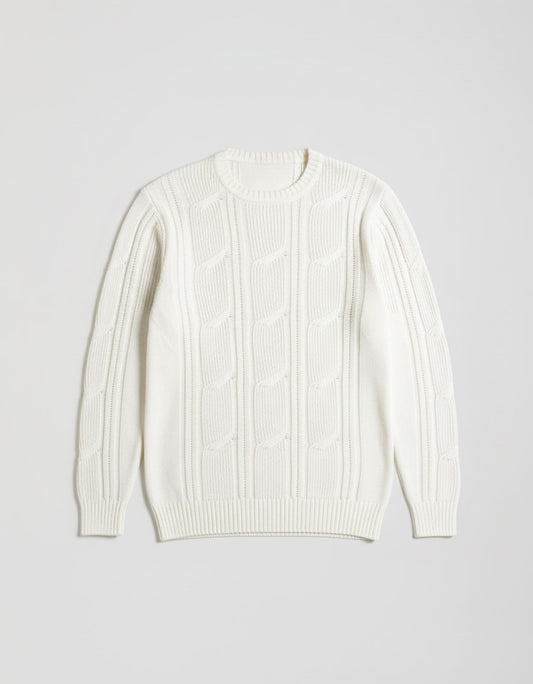 Crew-neck sweater with braid