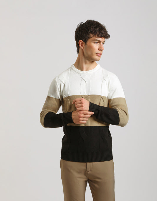 Maglia girocollo colorblock