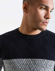 Colorblock crewneck sweater