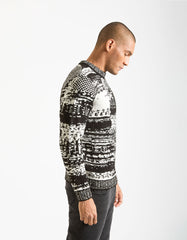 Patterned crew neck sweater
