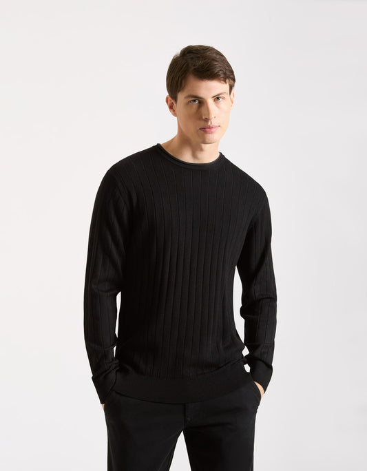 Viscose crew-neck sweater