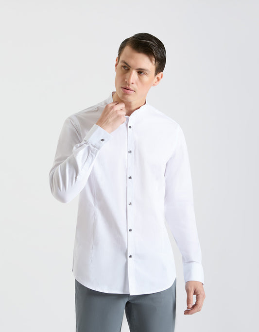 Mandarin collar shirt