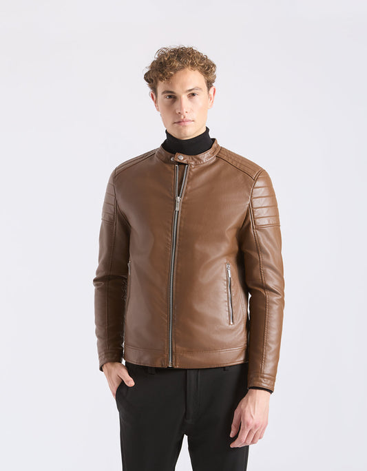 Leather effect biker jacket