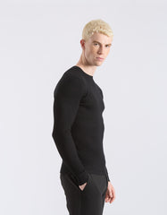 Ribbed viscose crew neck sweater