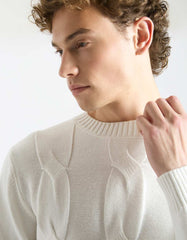 Braided crew neck sweater