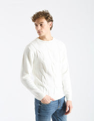 Braided crew neck sweater