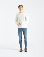 Braided crew neck sweater